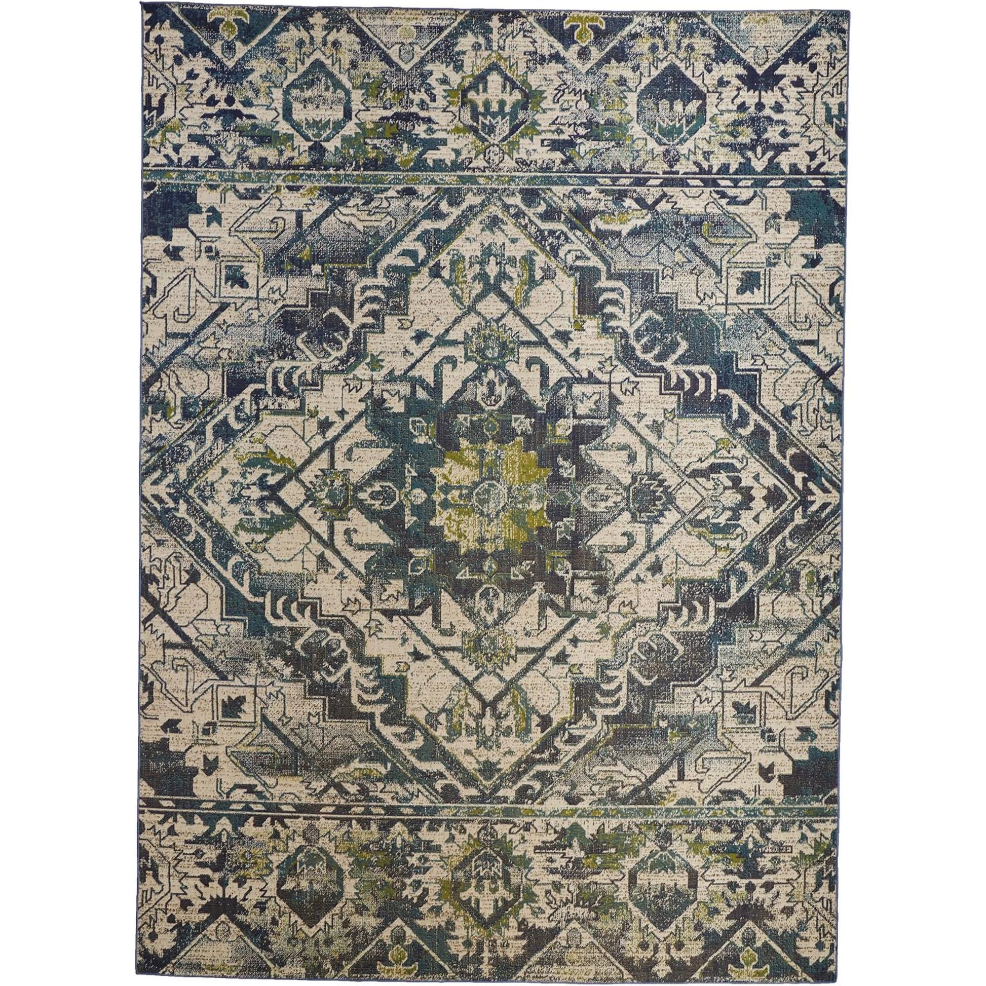 Foster Transitional Oriental Rug - 3760F by Feizy in blue, green, ivory. Made from polypropylene in a unique style.