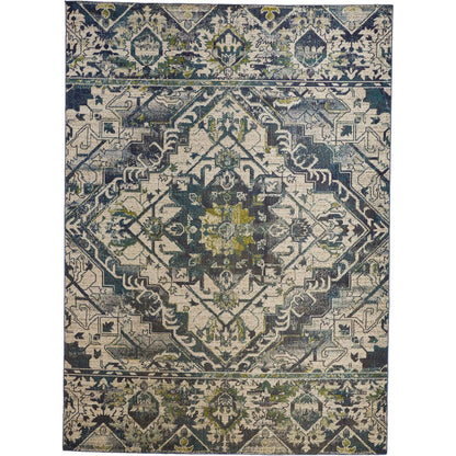 Foster Transitional Oriental Rug - 3760F by Feizy in blue, green, ivory. Made from polypropylene in a unique style.