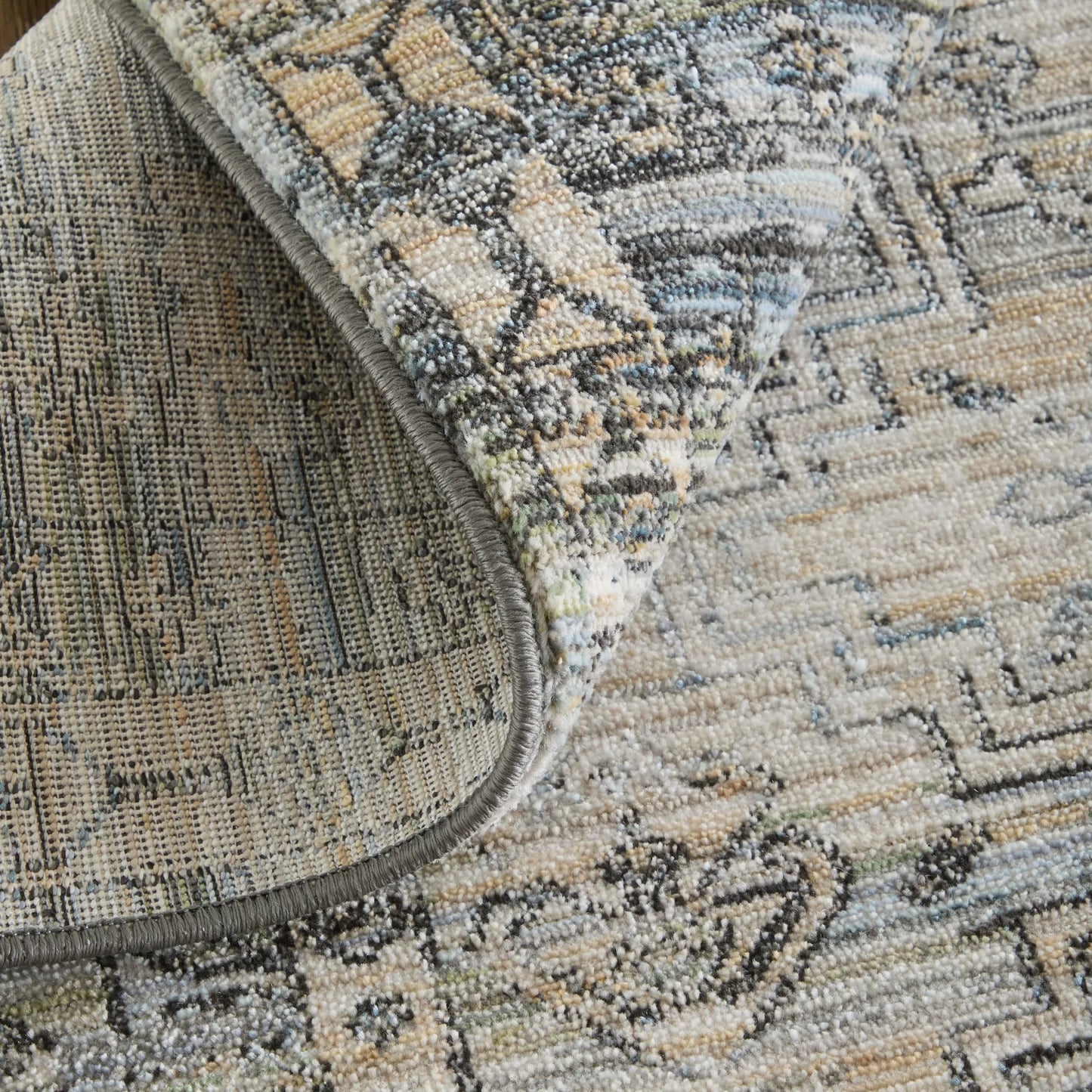005 SI-2540275,SI-2540276,SI-2540277,SI-2540278,SI-2540279,SI-2540281 | Closeup | Augustine Traditional AUG39TWF Rug by Feizy in green, ivory, black. Made from polypropylene, polyester in a unique style.