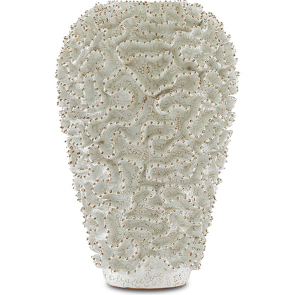 Swirl Vase by Currey and Company in white, gold. Made from ceramic in a coastal style.