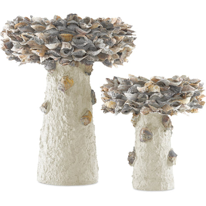 Oyster Shell Bird Bath by Currey and Company. Made from oyster shells, concrete, iron in a eclectic & global style.