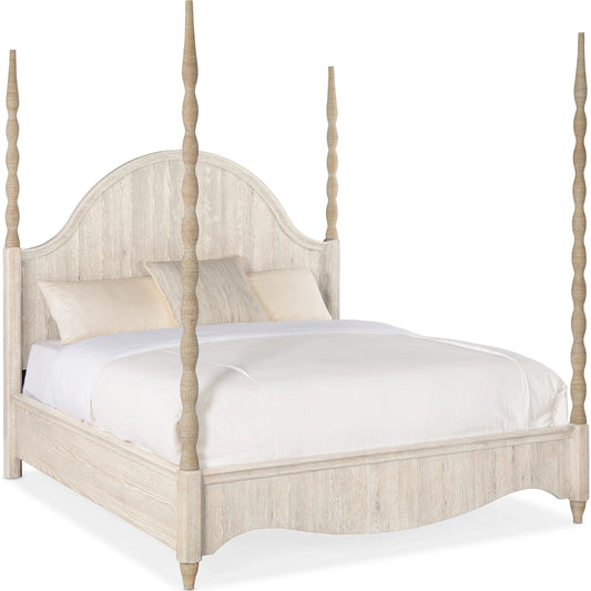 Serenity Jetty Poster Bed by Hooker Furniture in surf, neptune. Made from oak veneers, rope in a cottage & farmhouse style.