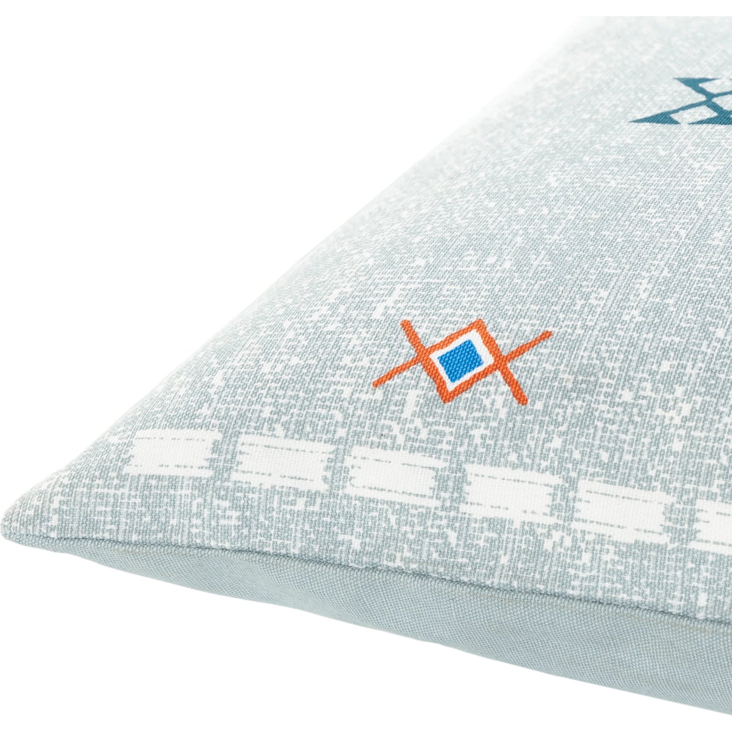 004 SR-879752,SR-879753 | Closeup | Cactus Silk Pillow - 36832 by Surya in slate, white, deep teal, blue, burnt orange. Made from 100% cotton in a eclectic & global style.