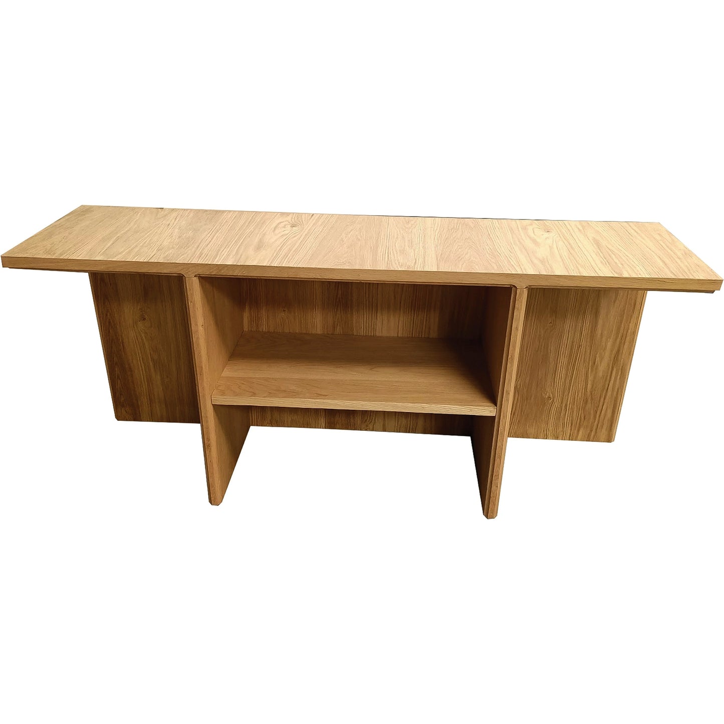 001 SI-2133328 | Primary Silo | Cascata Console Table - 530934 by Livabliss in top: brown; base: brown and natural. Made from top: wood veneer, base: wood veneer in a modern style.