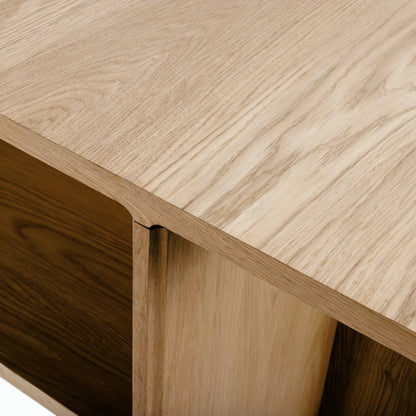 Cascata Console Table - 530934 by Livabliss in top: brown; base: brown and natural. Made from top: wood veneer, base: wood veneer in a modern style.