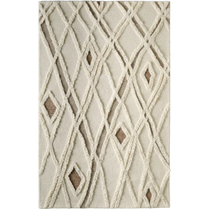 Anica Transitional Geometric Rug - 8008F by Feizy in ivory, taupe, brown. Made from wool in a unique style.