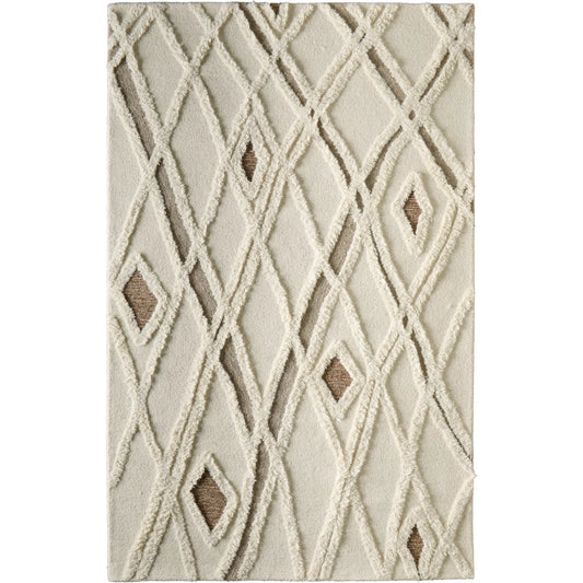 Anica Transitional Geometric Rug - 8008F by Feizy in ivory, taupe, brown. Made from wool in a unique style.