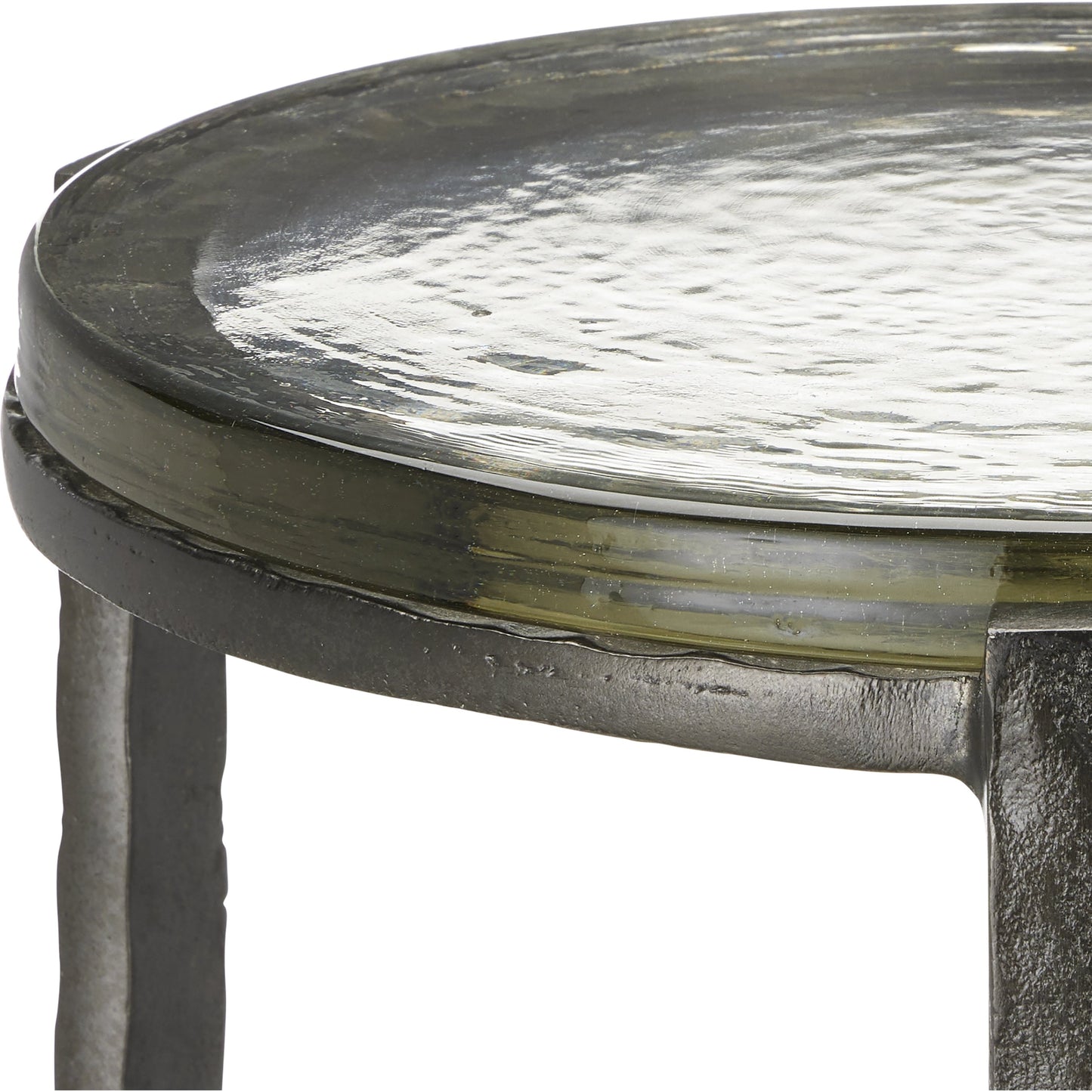 006 SI-2133829 | Closeup | Acea Drinks Table by Currey and Company. Made from cast aluminum, cast glass in a modern style.