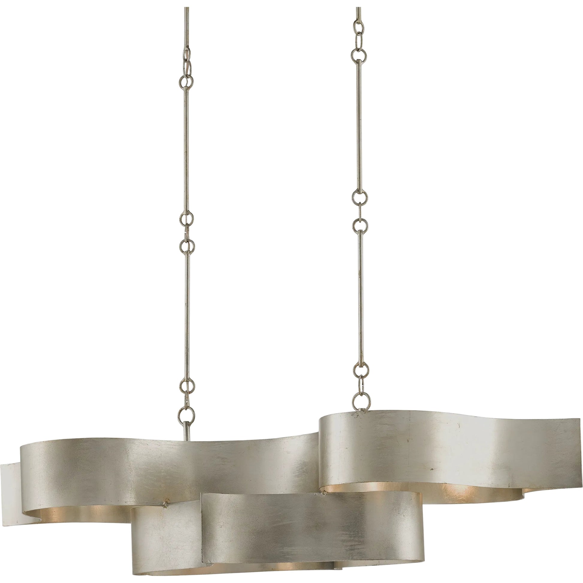 Grand Lotus Oval Chandelier by Currey and Company. Made from wrought iron in a modern style.