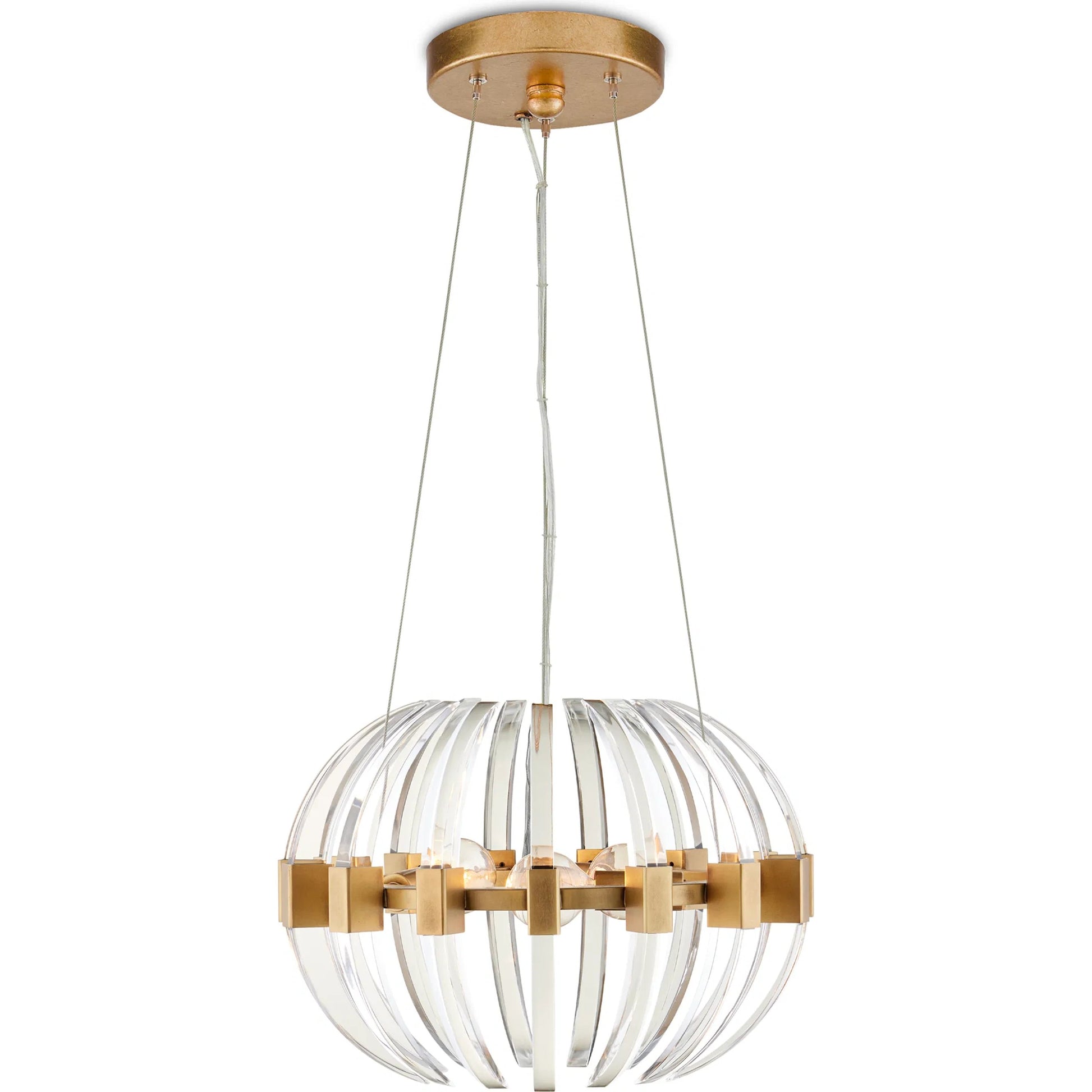 Coquette Small Brass Chandelier by Currey and Company in clear, antique brass. Made from optic crystal, metal in a modern style.