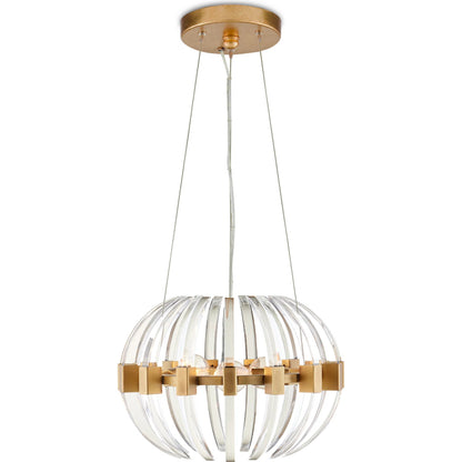 Coquette Small Brass Chandelier by Currey and Company in clear, antique brass. Made from optic crystal, metal in a modern style.