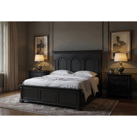 Atrium 3 Drawer Nightstand by A.R.T. Furniture in hand rubbed black, undertones of brown. Made from unique in a traditional style.
