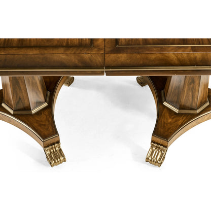 Viceroy Rectangular Dining Table by Jonathan Charles in viceroy brown santos. Made from local mahogany, brass, santos rosewood crown veneer in a traditional style.