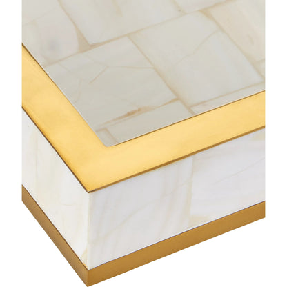 Casey Mother of Pearl Tray Set by Currey and Company in natural, brass. Made from mother of pearl, stainless steel, wood in a modern style.