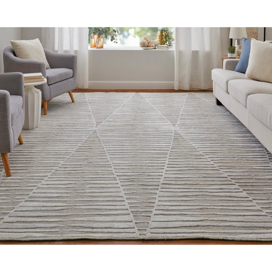 Elias Geometric Rug - ELS69FVF by Feizy in ivory, tan. Made from viscose, wool in a unique style.