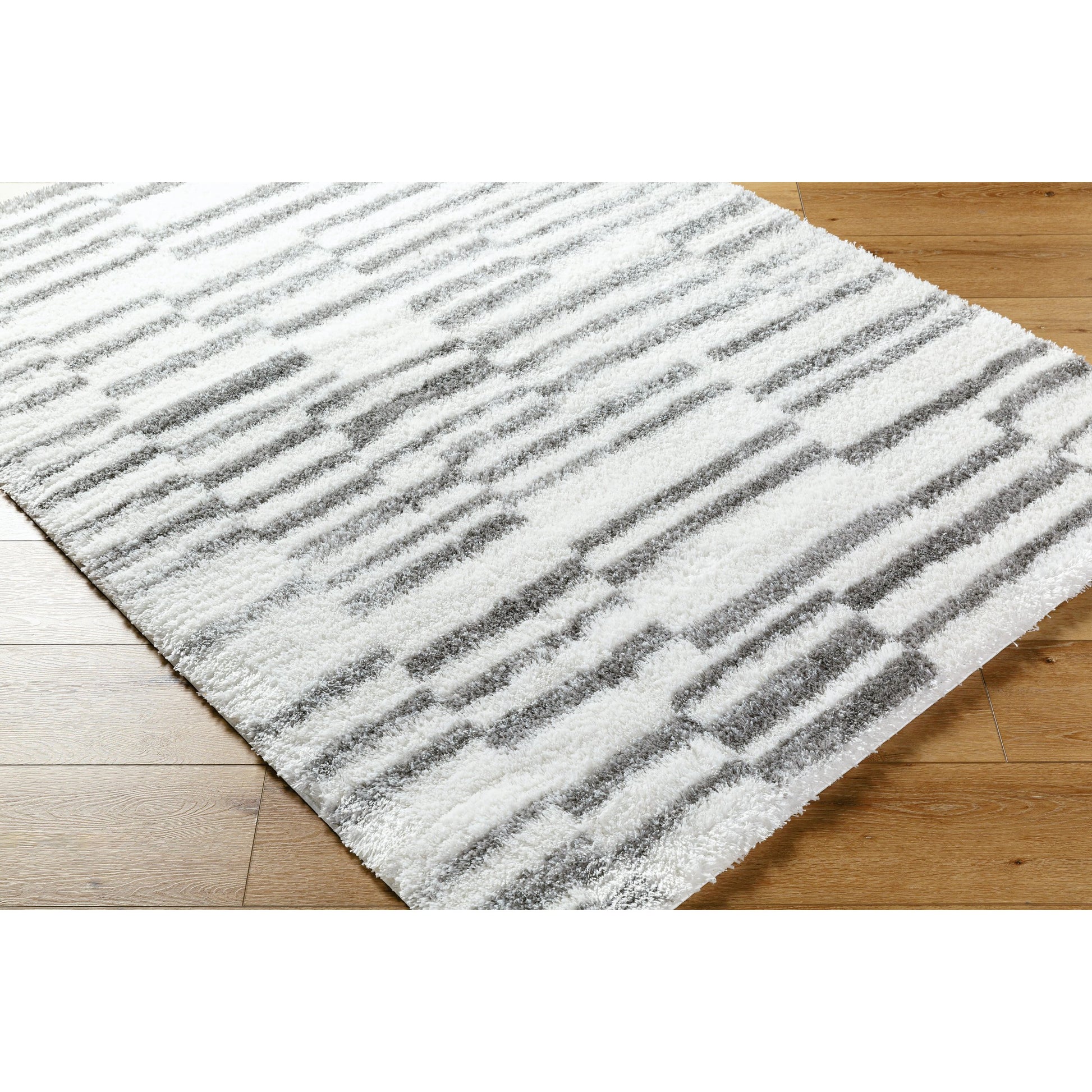Cloudy Shag Rug - 490566 by Livabliss in off-white, gray, charcoal. Made from face: 100% polyester, warp: 60% jute, 40% polyester in a unique style.