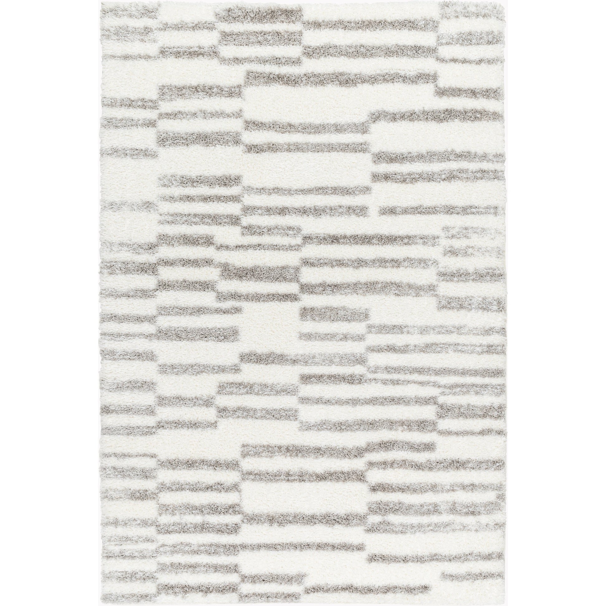 Cloudy Shag Rug - 490566 by Livabliss in off-white, gray, charcoal. Made from face: 100% polyester, warp: 60% jute, 40% polyester in a unique style.