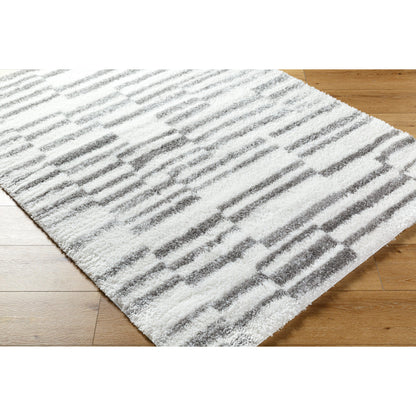 Cloudy Shag Rug - 490566 by Livabliss in off-white, gray, charcoal. Made from face: 100% polyester, warp: 60% jute, 40% polyester in a unique style.