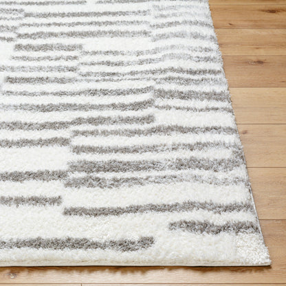 Cloudy Shag Rug - 490566 by Livabliss in off-white, gray, charcoal. Made from face: 100% polyester, warp: 60% jute, 40% polyester in a unique style.