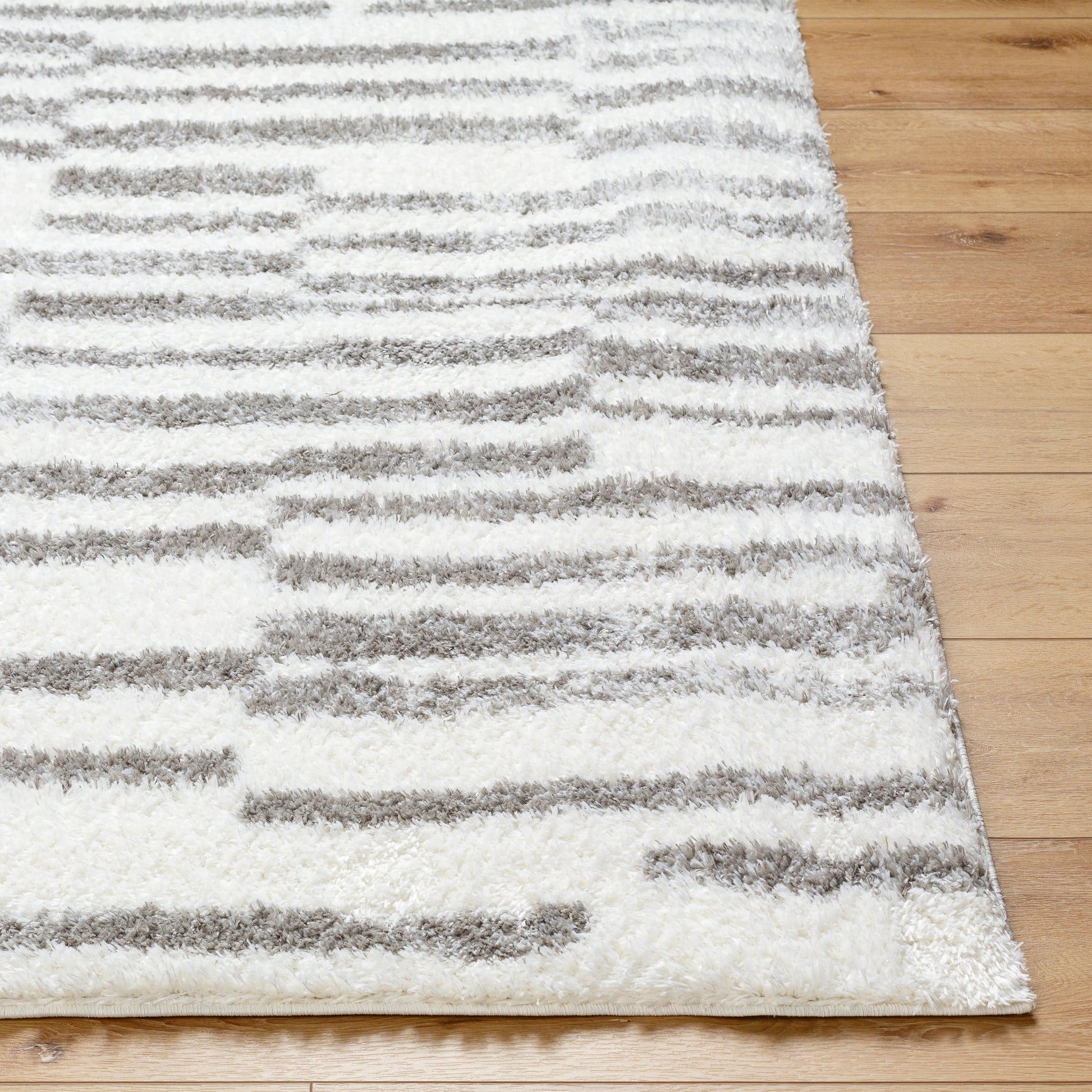 Cloudy Shag Rug - 490566 by Livabliss in off-white, gray, charcoal. Made from face: 100% polyester, warp: 60% jute, 40% polyester in a unique style.