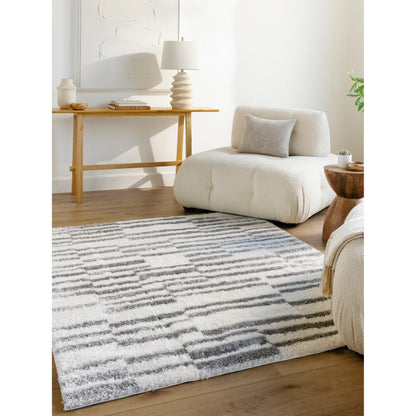 Cloudy Shag Rug - 490566 by Livabliss in off-white, gray, charcoal. Made from face: 100% polyester, warp: 60% jute, 40% polyester in a unique style.