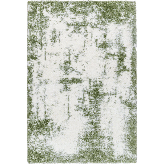 Cloudy Shag Rug - 490572 by Livabliss in off-white, grass green. Made from face: 100% polyester, warp: 60% jute, 40% polyester in a unique style.