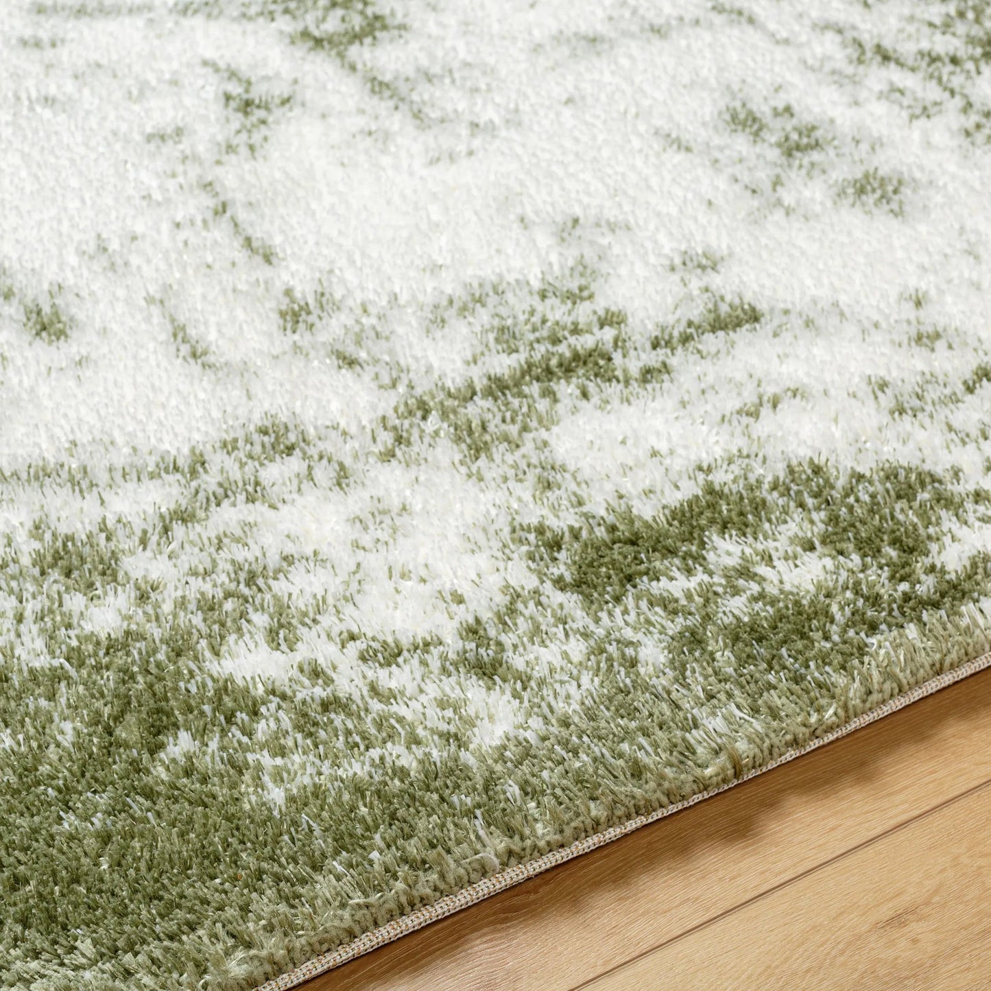 005 SI-2052510,SI-2052511,SI-2052512 | Closeup | Cloudy Shag Rug - 490572 by Livabliss in off-white, grass green. Made from face: 100% polyester, warp: 60% jute, 40% polyester in a unique style.