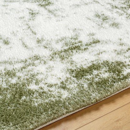 Cloudy Shag Rug - 490572 by Livabliss in off-white, grass green. Made from face: 100% polyester, warp: 60% jute, 40% polyester in a unique style.