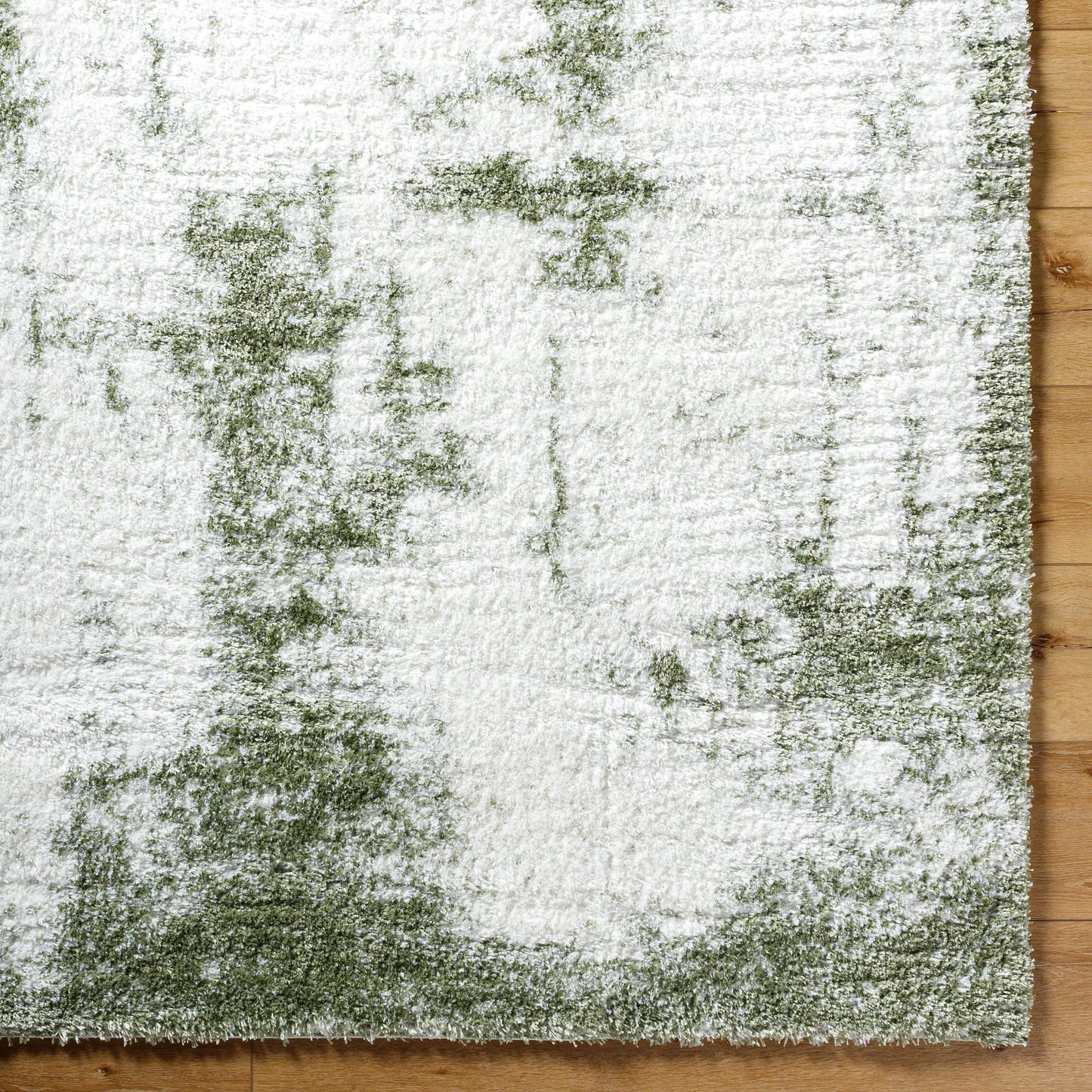 006 SI-2052510,SI-2052511,SI-2052512 | Closeup | Cloudy Shag Rug - 490572 by Livabliss in off-white, grass green. Made from face: 100% polyester, warp: 60% jute, 40% polyester in a unique style.