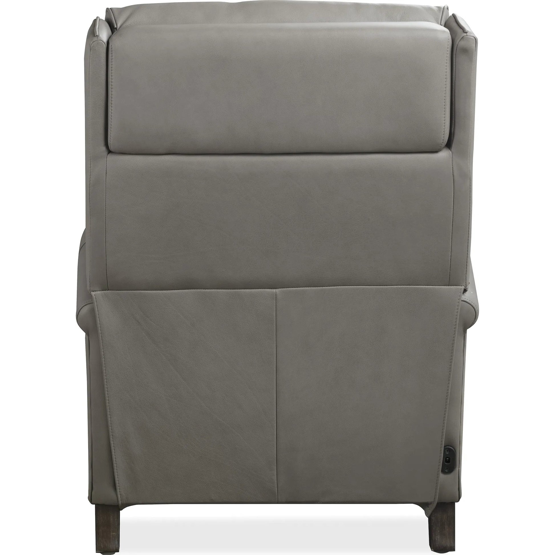 Randall Power Recliner with Pop-Up Headrest by Hooker Furniture in dark wood. Made from leather in a traditional style.