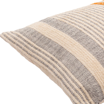 Camden Pillow - 27949 by Livabliss in cream, orange. Made from 70% cotton, 30% polyester, 100% cotton in a unique style.