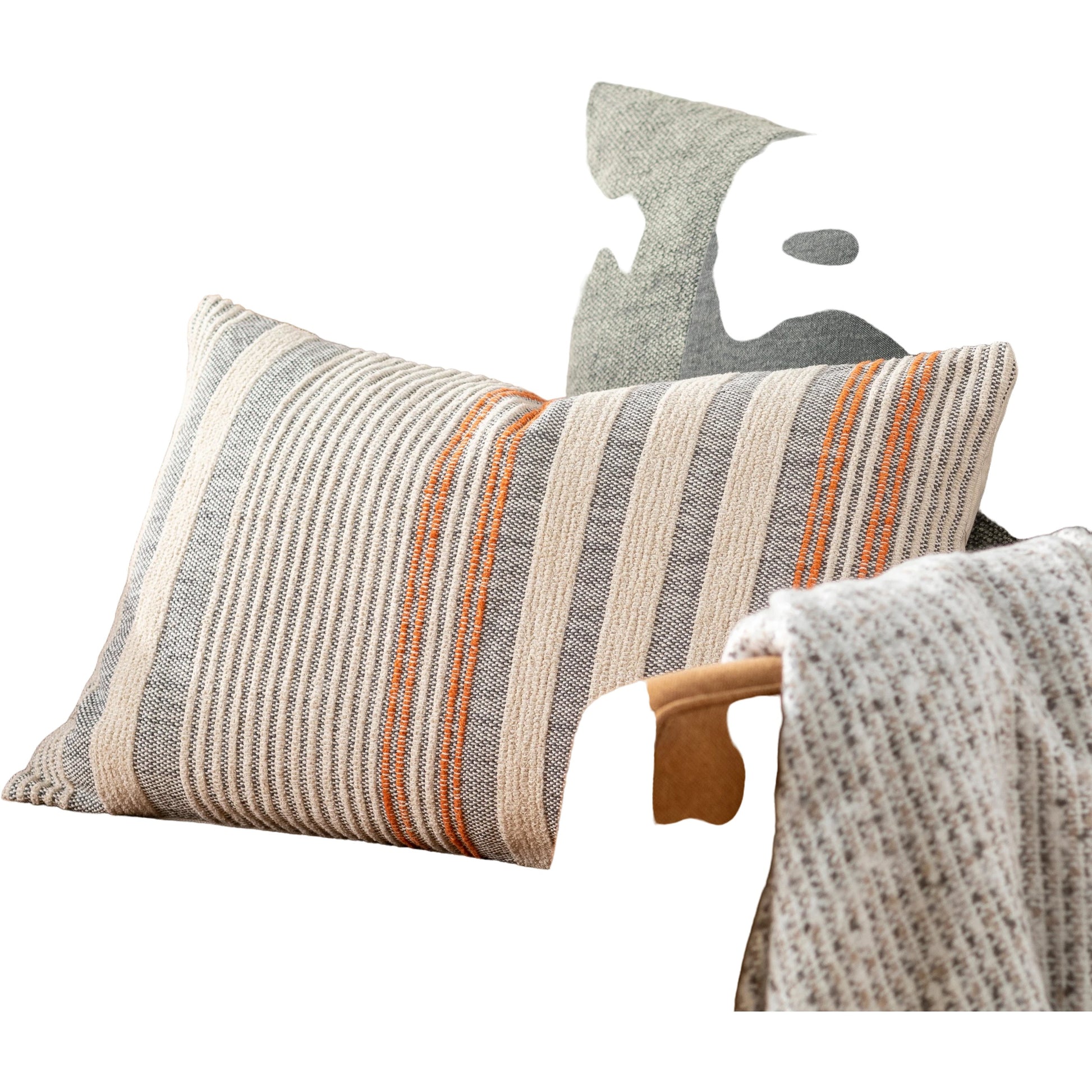 Camden Pillow - 27949 by Livabliss in cream, orange. Made from 70% cotton, 30% polyester, 100% cotton in a unique style.