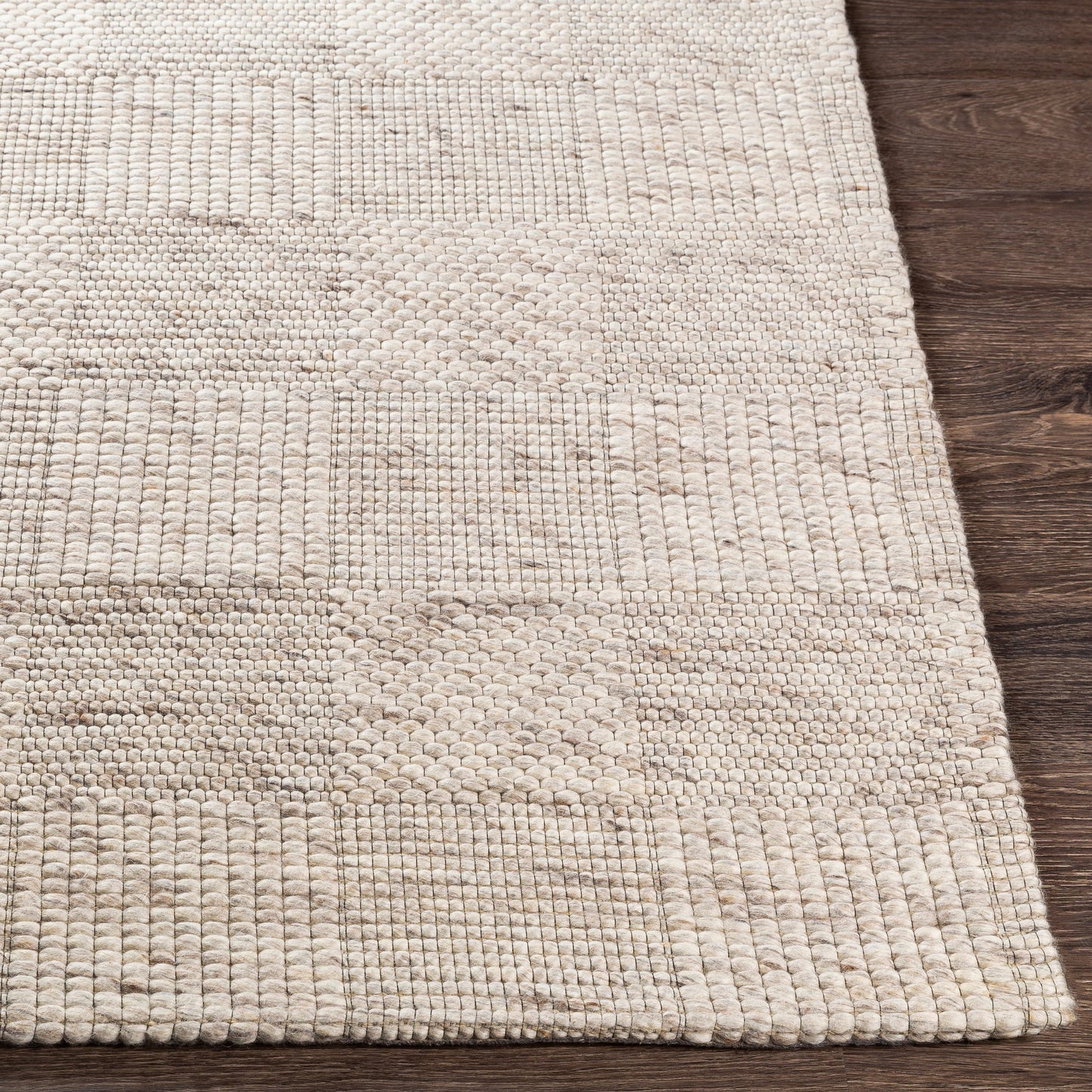 012 SI-1879694,SI-1879696 | Closeup | Colarado CDO-2308 Rug by Surya in off-white, gray, ivory, black. Made from 100% wool in a unique style.