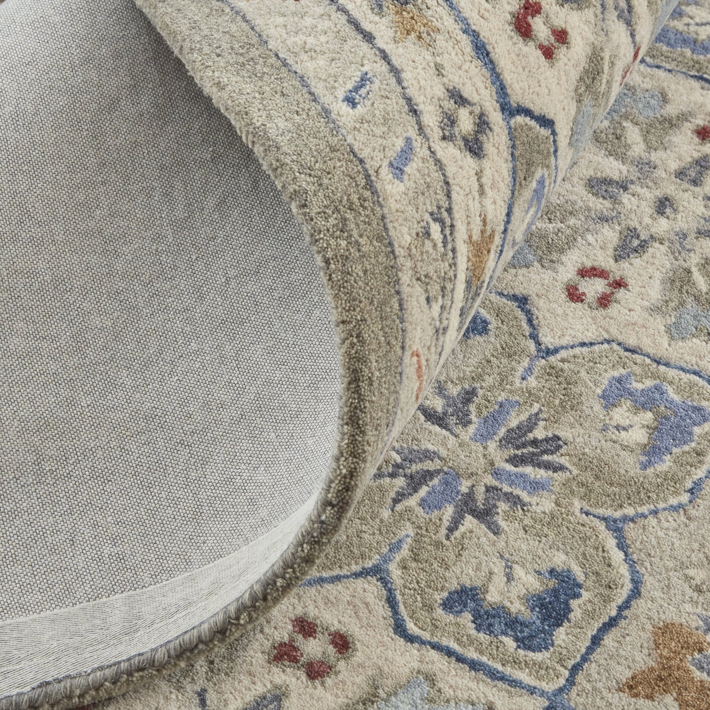 005 SI-1830599,SI-1830600,SI-1830601,SI-1830602,SI-1830603,SI-1830604 | Closeup | Rylan Transitional & Botanical Rug - 8638F by Feizy in taupe, ivory, red. Made from wool in a unique style.