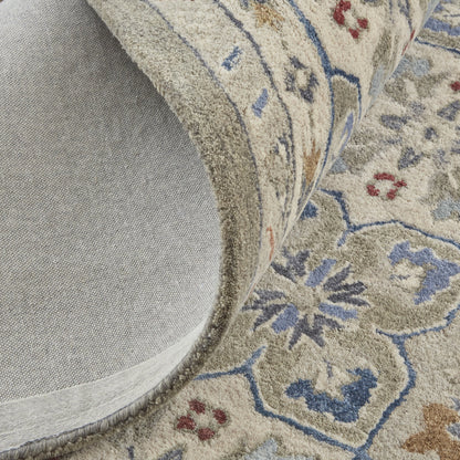 Rylan Transitional & Botanical Rug - 8638F by Feizy in taupe, ivory, red. Made from wool in a unique style.