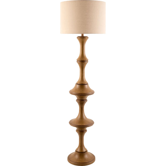 Cedoro Accent Floor Lamp by Surya in brown, metallic gold, gold, translucent, white and painted. Made from steel, linen, polyester, iron in a unique style.