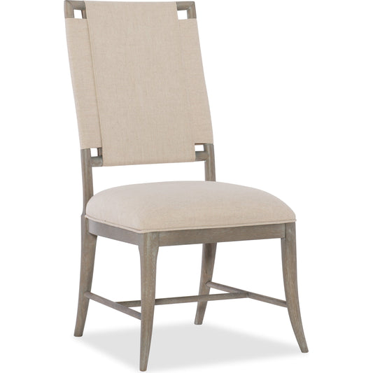 Affinity Side Chair (Set of 2) by Hooker Furniture in beige and greige. Made from linen fabric, greige oak in a coastal style.