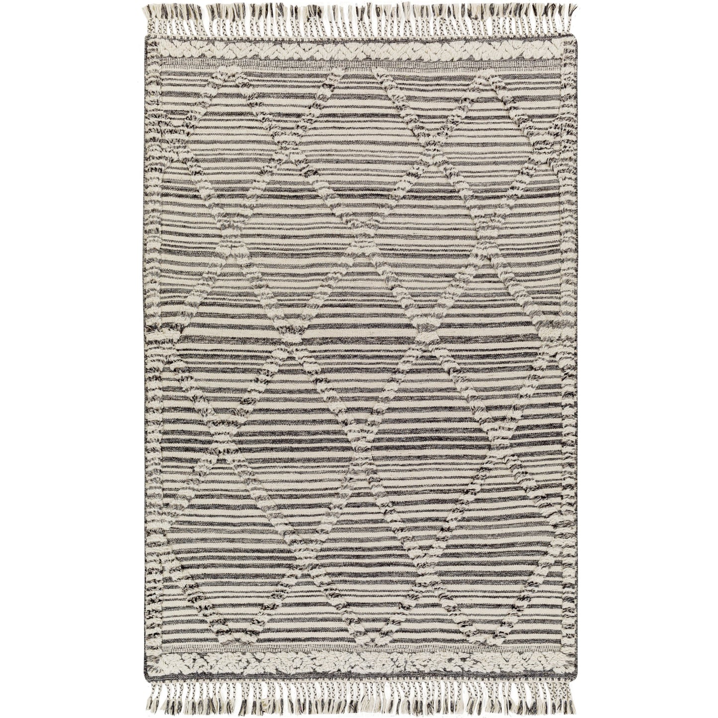 001 SI-1796242,SI-1796244,SI-1796246 | Primary Silo | Cadiz Rug - 29474 by Surya in ivory, black, gray. Made from 100% wool in a unique style.