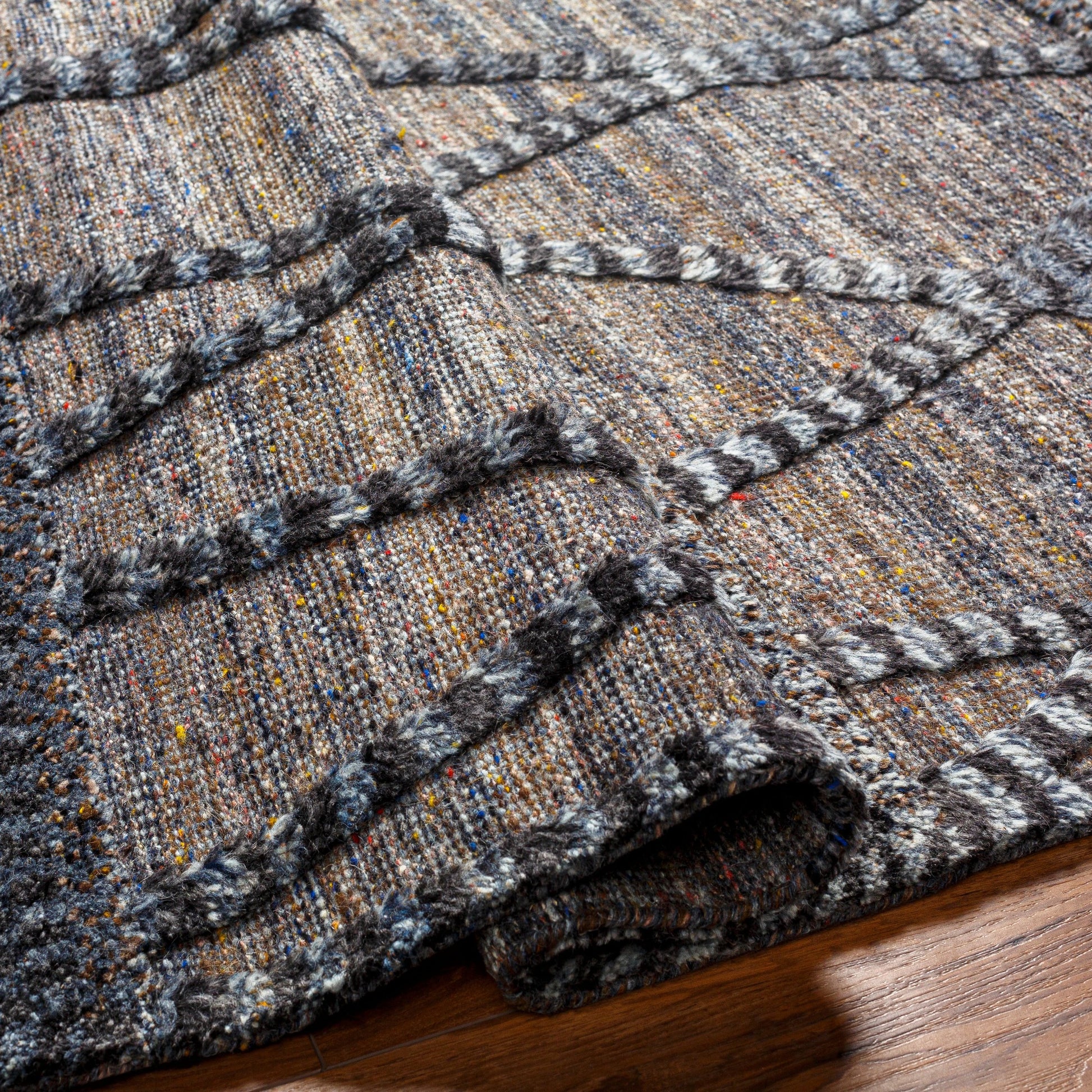 Cadiz Rug - 29476 by Surya in black, gray, charcoal, dark brown, olive, light gray. Made from 100% wool in a unique style.