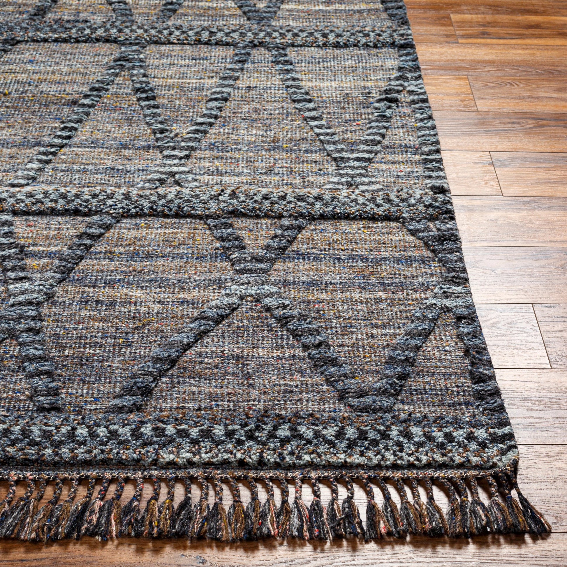 Cadiz Rug - 29476 by Surya in black, gray, charcoal, dark brown, olive, light gray. Made from 100% wool in a unique style.