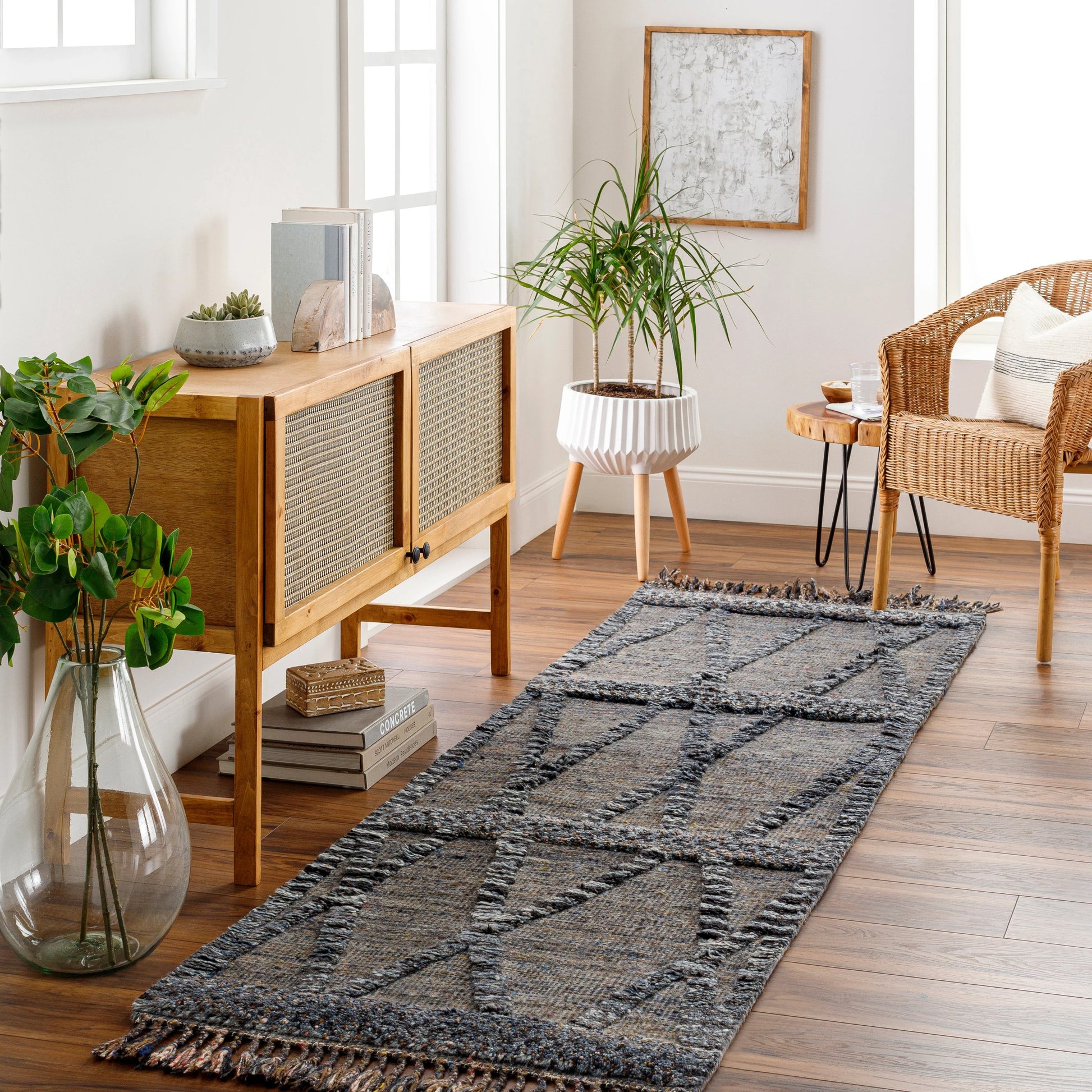 Cadiz Rug - 29476 by Surya in black, gray, charcoal, dark brown, olive, light gray. Made from 100% wool in a unique style.