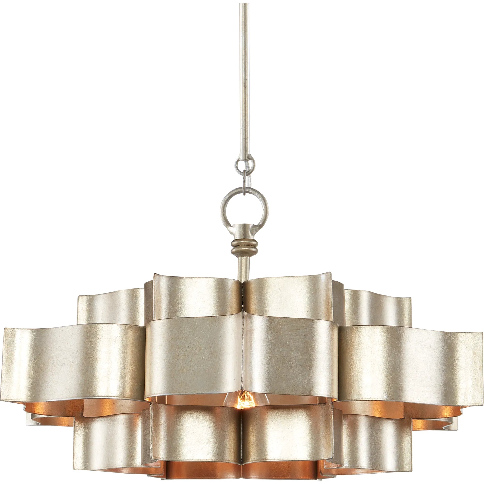 Grand Lotus Pendant/Semi-Flush Mount by Currey and Company. Made from wrought iron in a modern style.