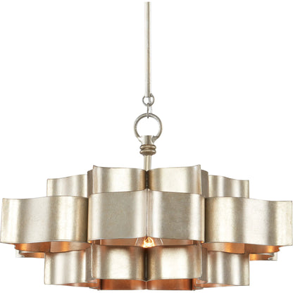Grand Lotus Pendant/Semi-Flush Mount by Currey and Company. Made from wrought iron in a modern style.