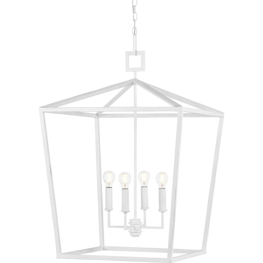 Denison Grande Chandelier by Currey and Company in gesso white. Made from wrought iron in a modern style.