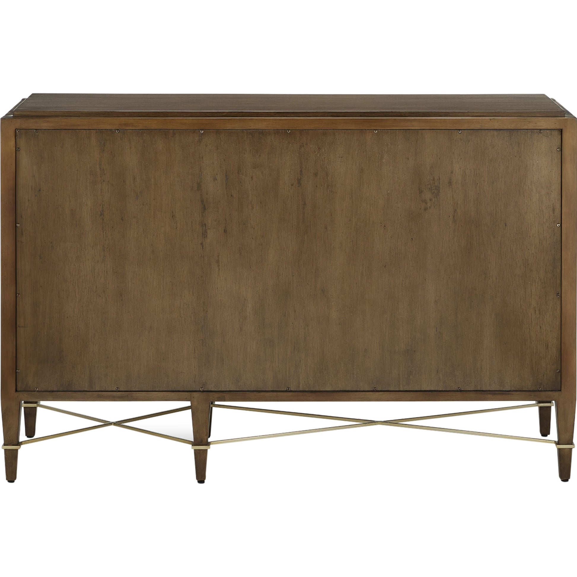 Verona Three-Drawer Chest by Currey and Company in lacquered black linen, champagne. Made from black linen, mahogany, brass, iron in a traditional style.