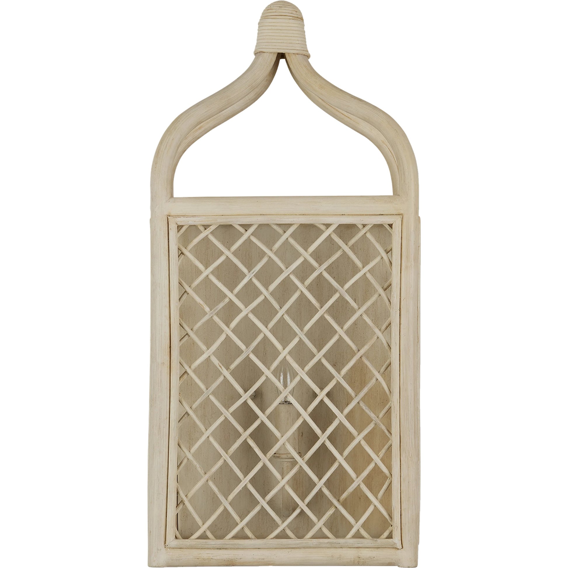 Wanstead Ivory Wall Sconce by Currey and Company in bleached natural, antique pearl. Made from rattan, wrought iron in a cottage & farmhouse style.