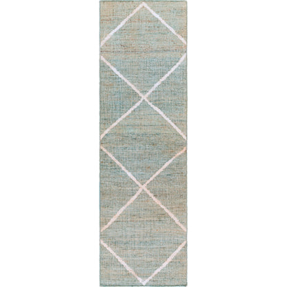 Cadence Rug by Surya in dusty sage, beige, pale blue, light brown, ivory. Made from 100% jute in a modern style.