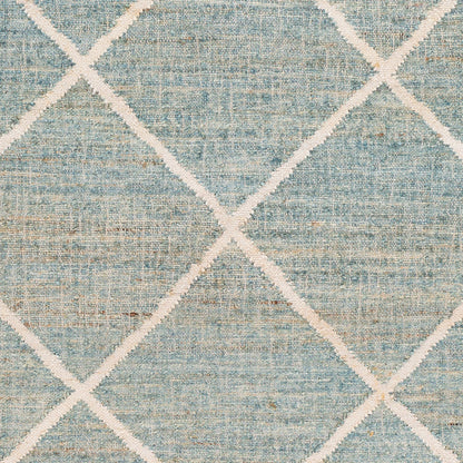 Cadence Rug by Surya in dusty sage, beige, pale blue, light brown, ivory. Made from 100% jute in a modern style.