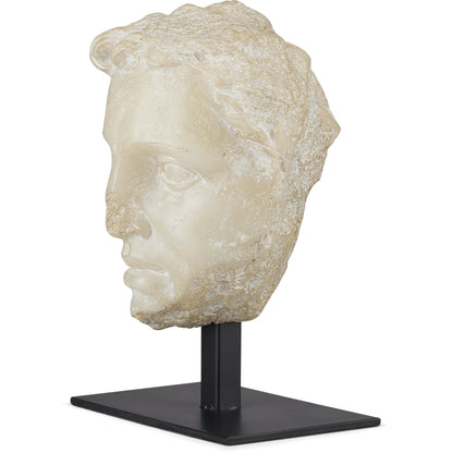 Greek Princess Head Fragment by Currey and Company in aged beige, black. Made from composite, metal in a traditional style.