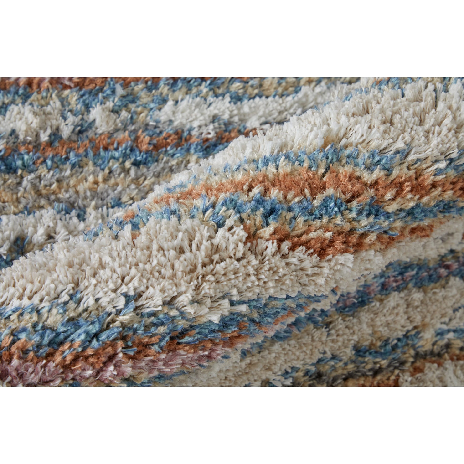 Mynka Transitional Stripes Rug - 39IEF by Feizy in ivory, blue, orange. Made from polyester in a unique style.